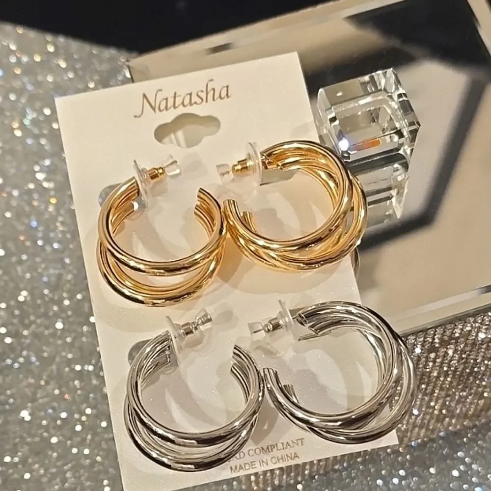 Natasha Couture 3-Layer Dangle Earring Set‎